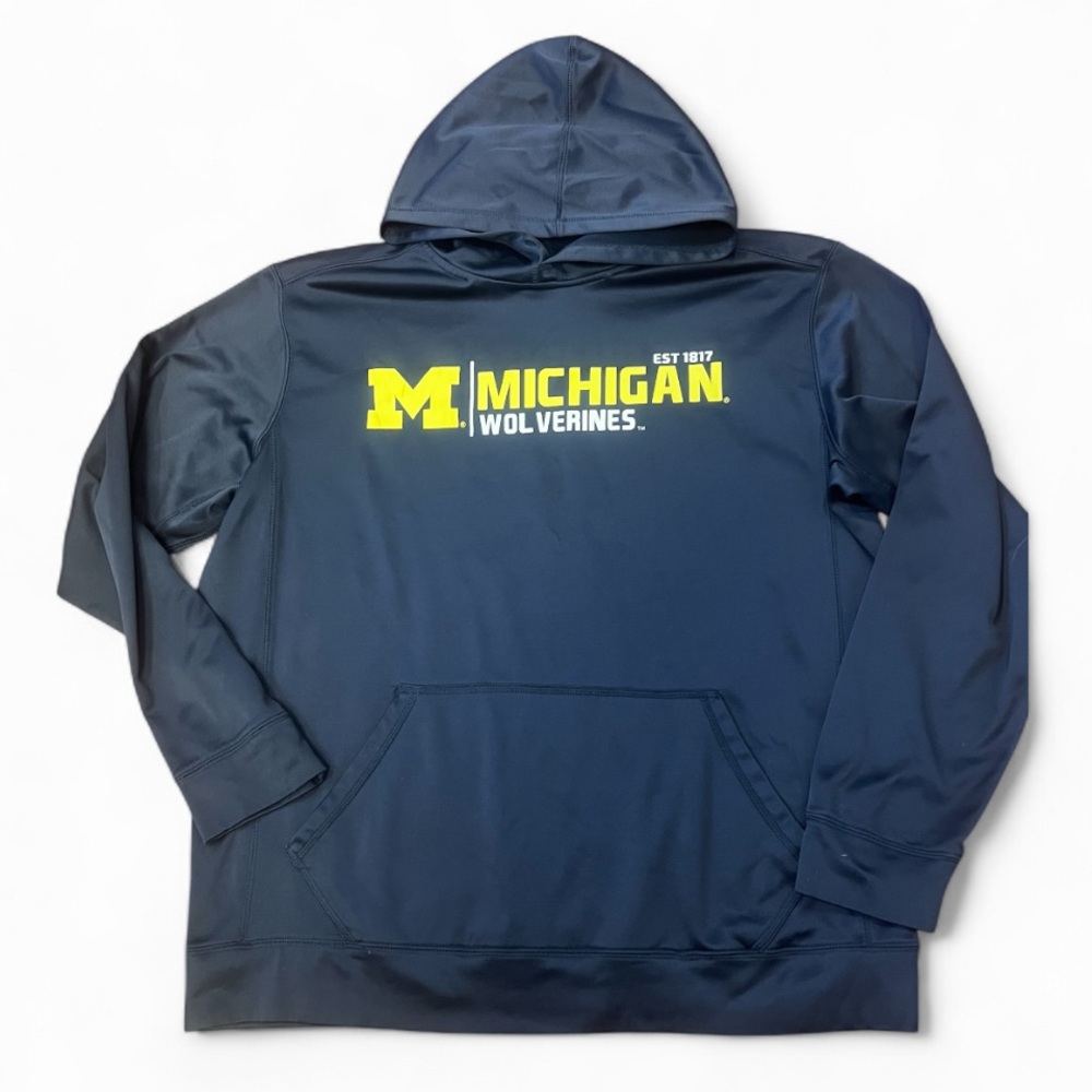 University of Michigan hooded sweatshirt.